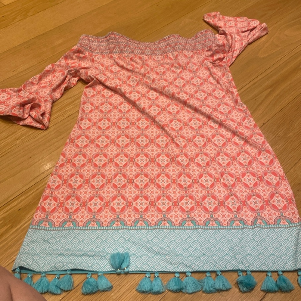 Cabana Life Citrus coverup dress Romper In Aqua Size Large Mermaid Beach Boho